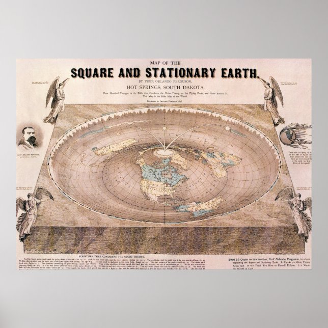 "Square and Stationary" Flat Earth Map Poster (Front)