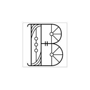 Square Art Deco Letter B Monogram Rubber Stamp