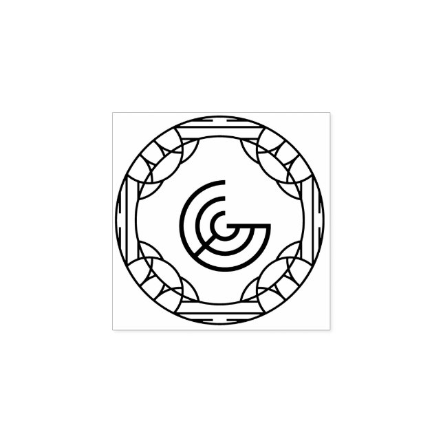Square Art Deco Letter G Monogram Rubber Stamp (Imprint)