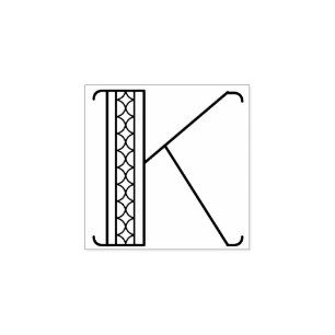 Square Art Deco Letter K Monogram Rubber Stamp