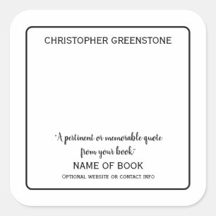 Square Author Signature Black Bookplate Sticker