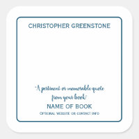 Square Author Signature Blue Bookplate