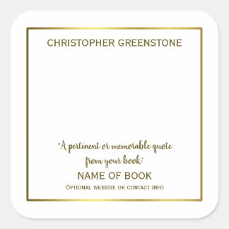 Square Author Signature Gold Bookplate Sticker