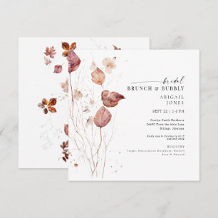 Square Autumn Bridal Brunch & Bubbly Shower Invitation
