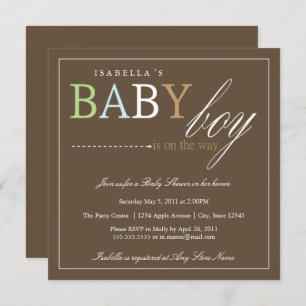 Square Baby Boy   Baby Shower Invite