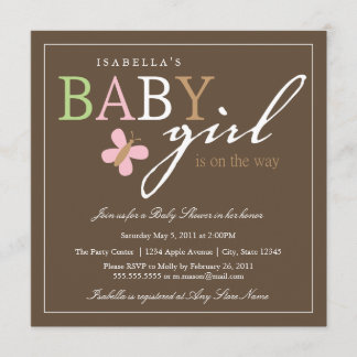 Square BABY GIRL Baby Shower Invitation