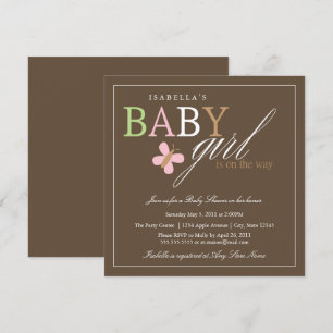 Square Baby Girl Baby Shower Invite