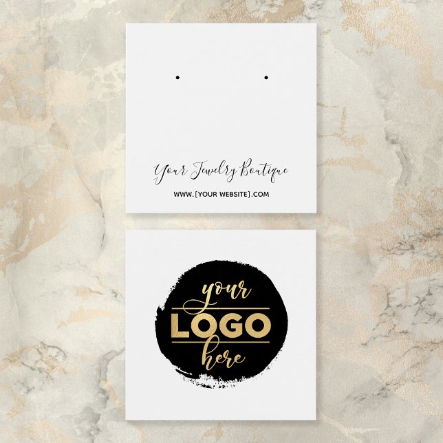 Square Back Logo White Earring Display Card (Creator Uploaded)