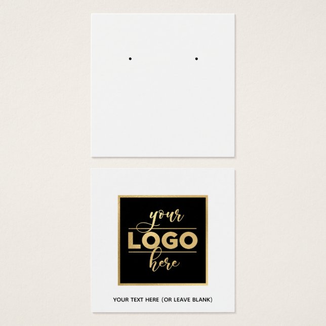 Square Back Logo White Earring Display Card (Front & Back)