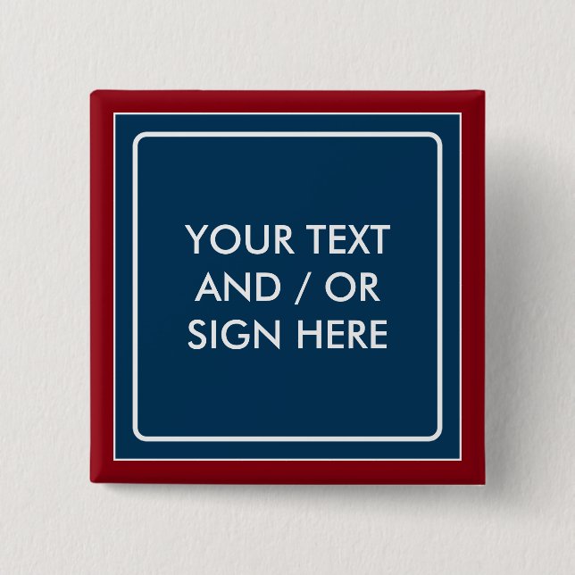 Square Banner blue + your backg. & ideas 2 Inch Square Button (Front)