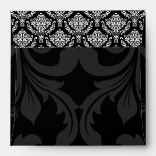 Square Black and White Damask Flap Envelopes