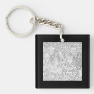 Square Black Border Photo Keychain