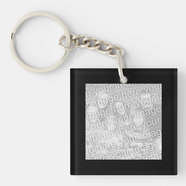 Square Black Border Photo Keychain (Front)