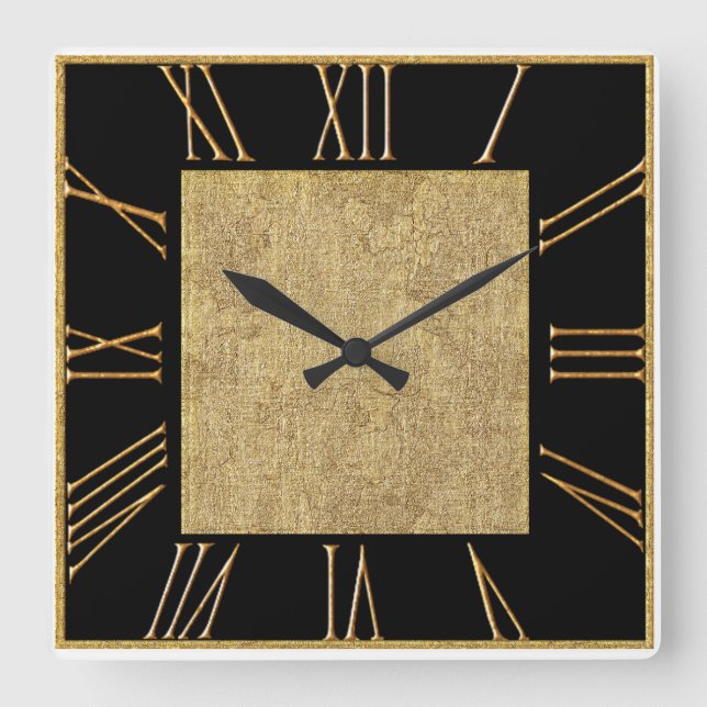 Square Black Numeral Wall Clock (Front)