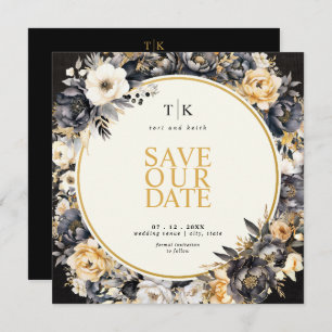 Square Black & White with Gold Moody Save The Date