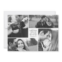 Square Block 4 Photo Collage Modern Save The Date