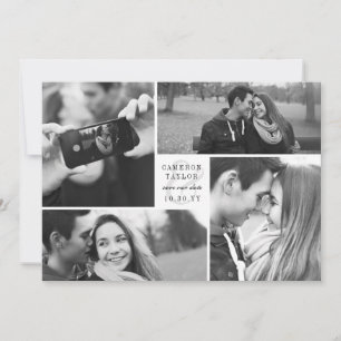 Square Block 4 Photo Collage Modern Save The Date