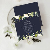 Square Blue & White Floral Drop Bridal Shower
