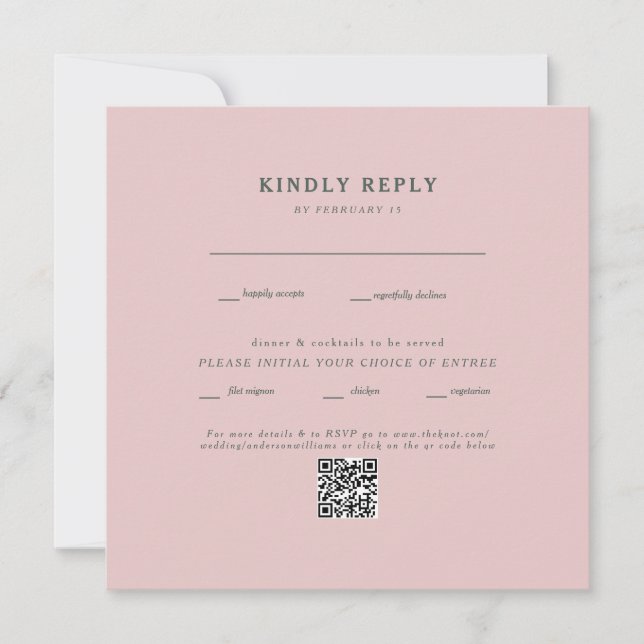  Square Blush Wedding QR Code RSVP (Front)
