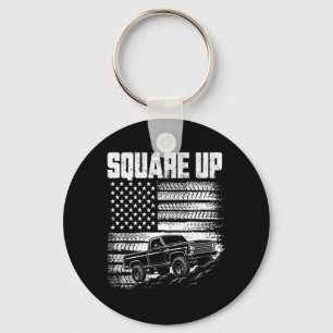 Square Body Truck Grille With Aamerican Flag Car Keychain