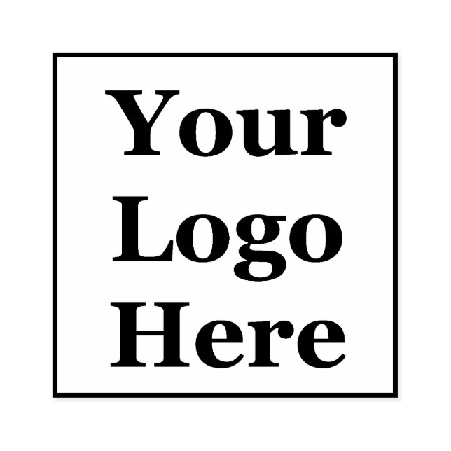 Square Border Add Your Logo Here Rubber Stamp (Imprint)