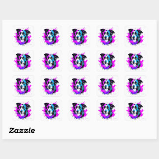 square border collie sticker