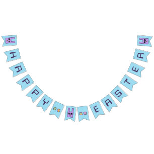 Square Bunny Happy Easter Bunting Banner