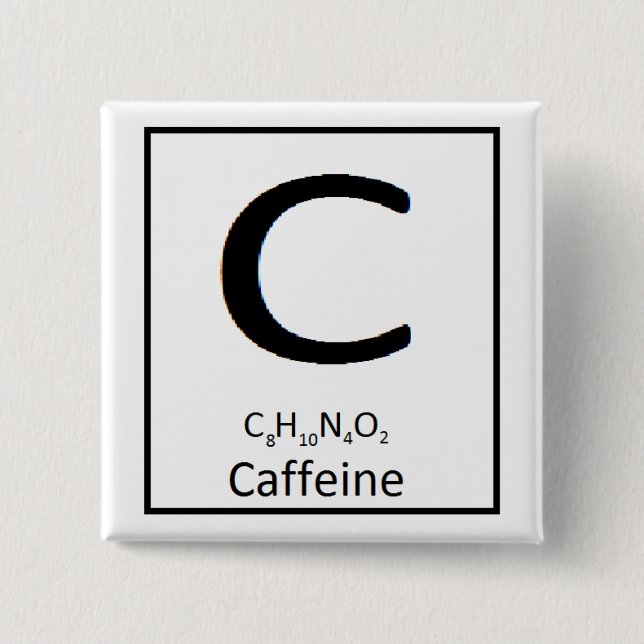 Square caffeine button, 2 in. 2 inch square button (Front)