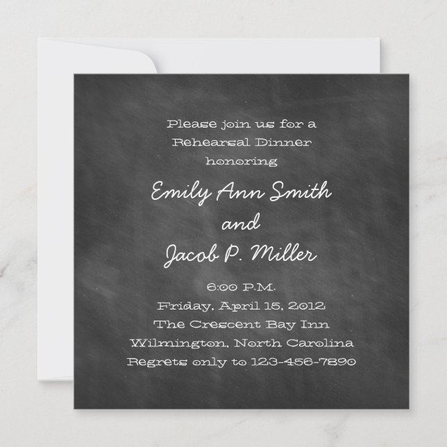 Square Chalkboard Rehearsal Dinner Invitations (Front)