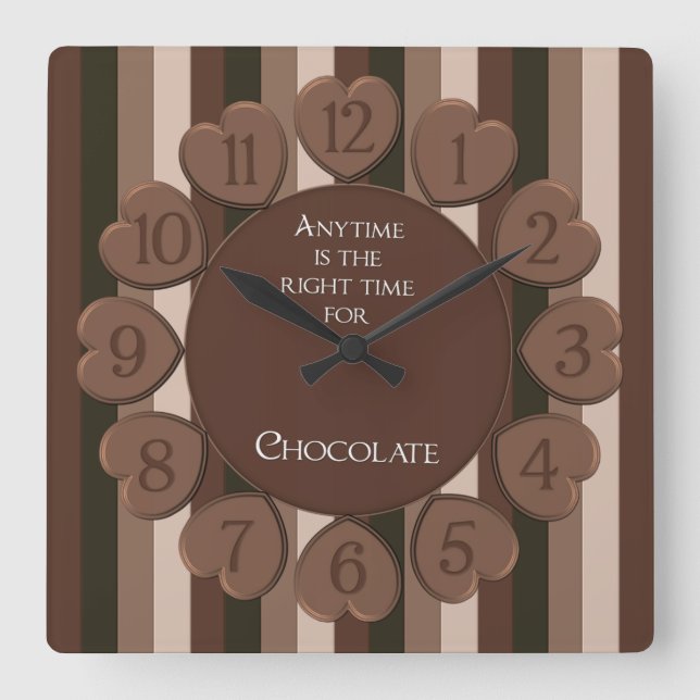 Square Chocolate Wall Clock (Front)