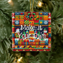 Square Christmas 2024 Kente Pattern Ornament