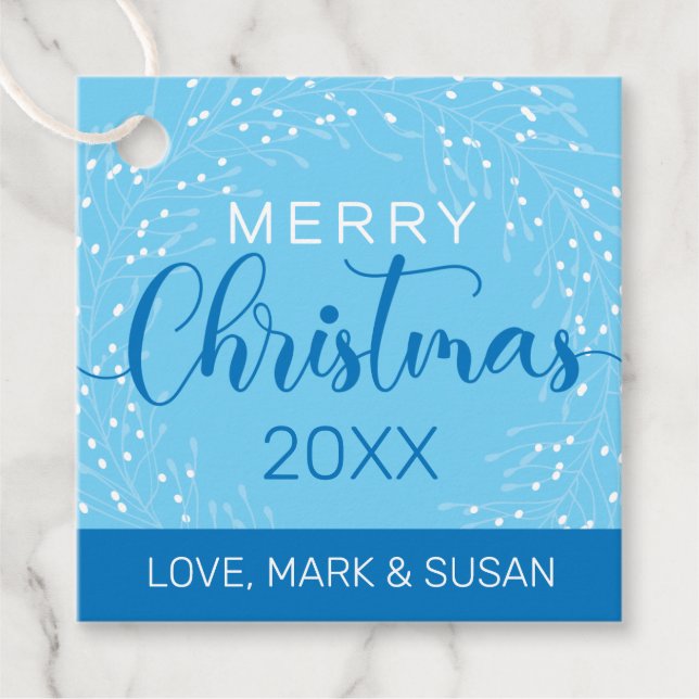 Square Christmas Tag (Blue) (Front)