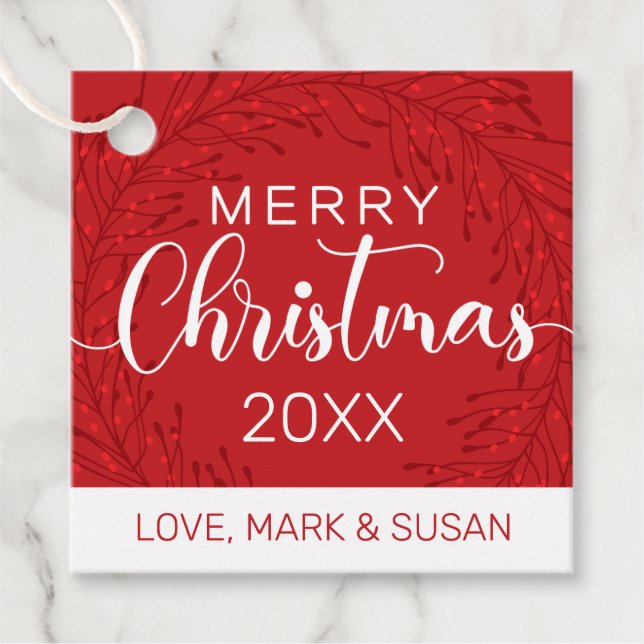 Square Christmas Tag (Red) (Front)