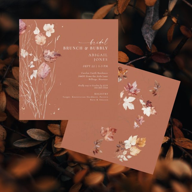 Square Cinnamon Autumn Bridal Brunch & Bubbly Invitation (Creator Uploaded)