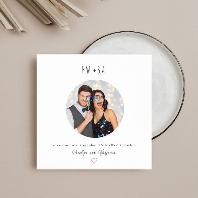 Square Circular Photo Layout Playful Initials Fun Save The Date (Creator Uploaded)