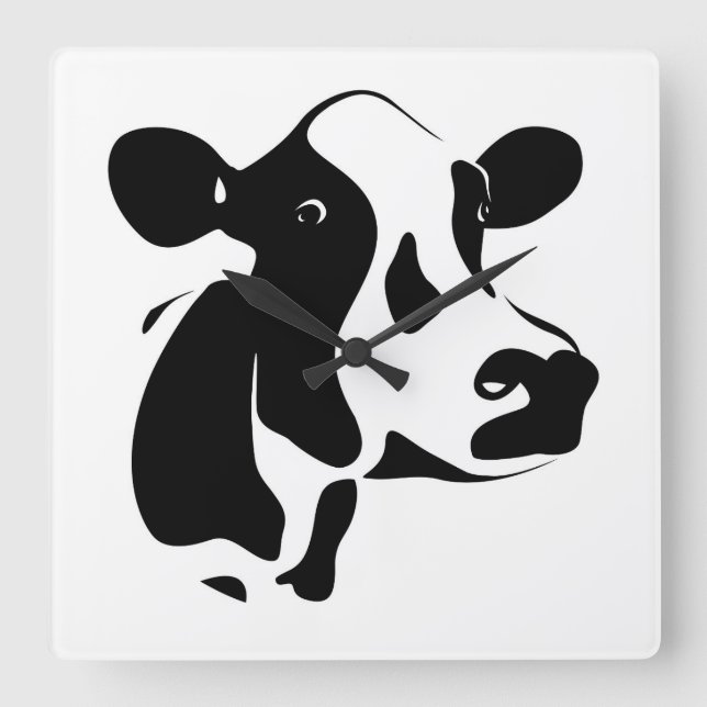 Square Clock-Cow Wall Clock (Front)