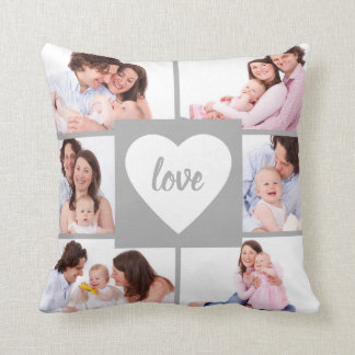 Square Collage Custom Photo Throw Pillow