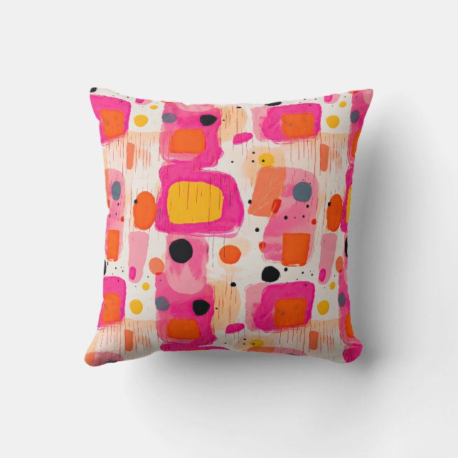 Square Colour Blocks Abstract Pattern BOHO Throw Pillow (Back)