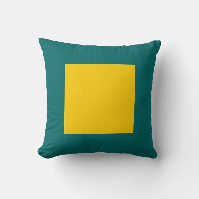 Square Colours - Amber and Moss Green Throw Pillow (Front)