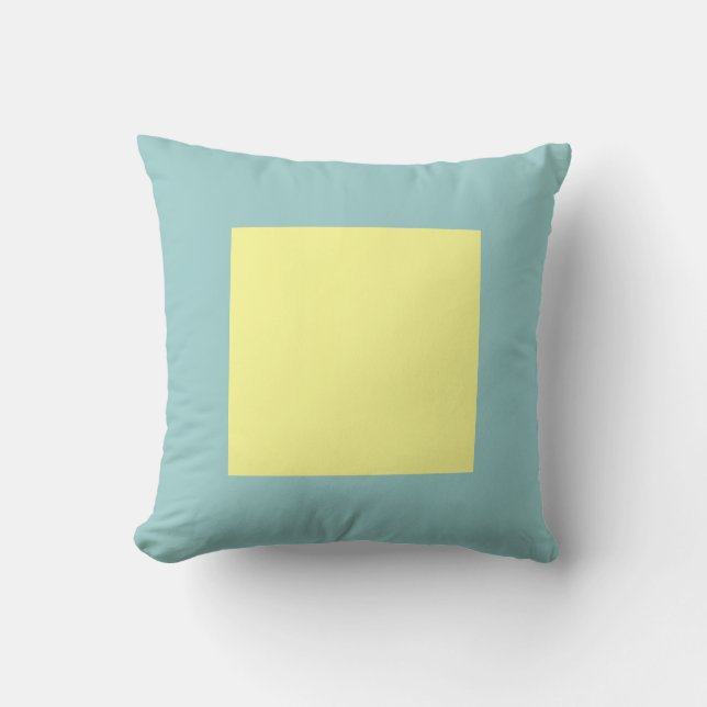 Square Colours - Chalk Yellow on Lt Blue Green Throw Pillow (Front)