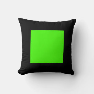 Square Colours - Chartreuse on Black Throw Pillow