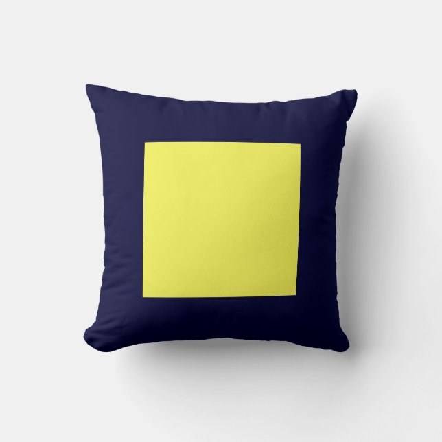 Square Colours - Lt Yellow on Dk Navy Throw Pillow (Front)