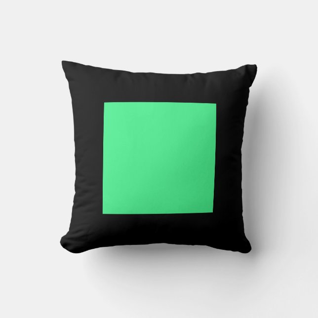 Square Colours - Mint Green on Black Throw Pillow (Front)