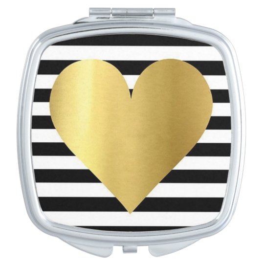Square Compact Mirror/Gold Heart Makeup Mirror