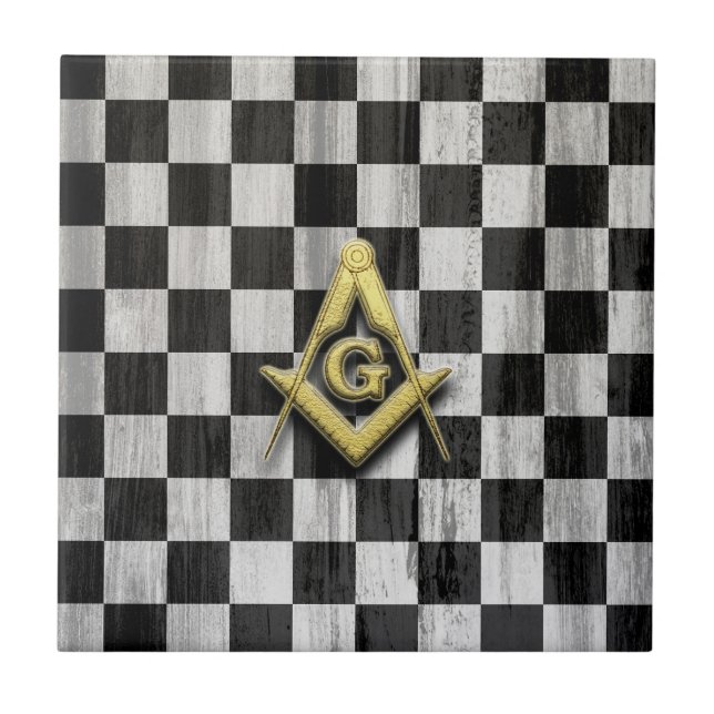 Square Compass and Checkers Tile (Front)