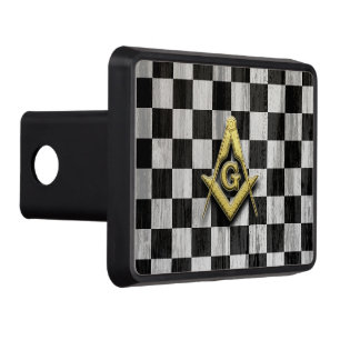 Square Compass and Checkers Trailer Hitch Cover