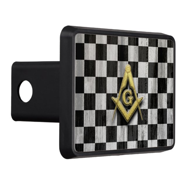 Square Compass and Checkers Trailer Hitch Cover (Right)