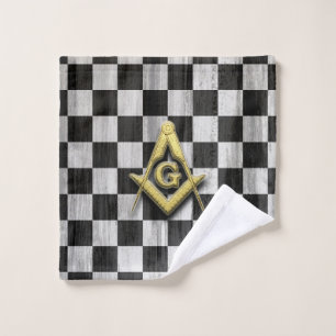 Square Compass and Checkers Wash Cloth