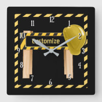 Square Construction Road Sign Wall Clock
