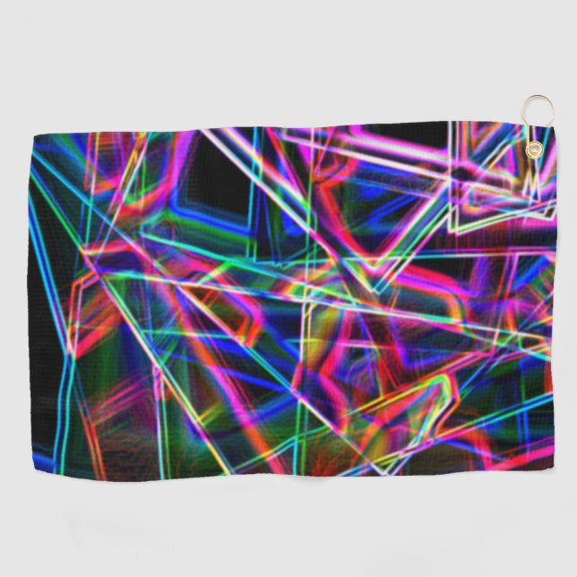 Square corners and neon colourful spots golf towel (Horizontal)